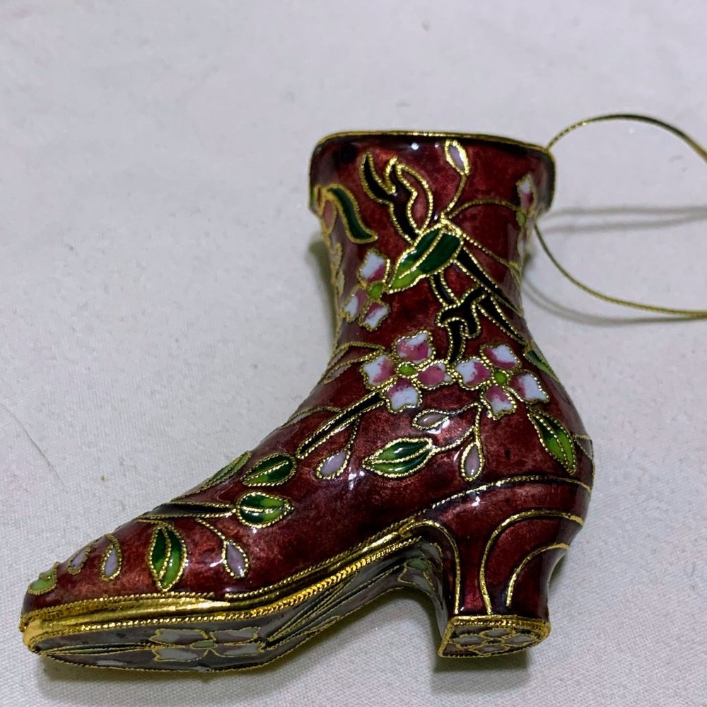 Cloisonne Enamel Floral Boot Ornament